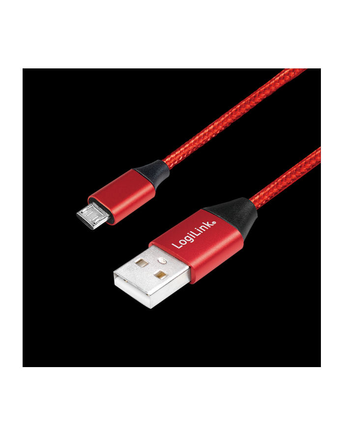 Kabel USB 2.0 LogiLink CU0151 USB A - micro USB B, M/M, czerwony 0,3m główny