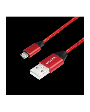 Kabel USB 2.0 LogiLink CU0152 USB A - micro USB B, M/M, czerwony 1m