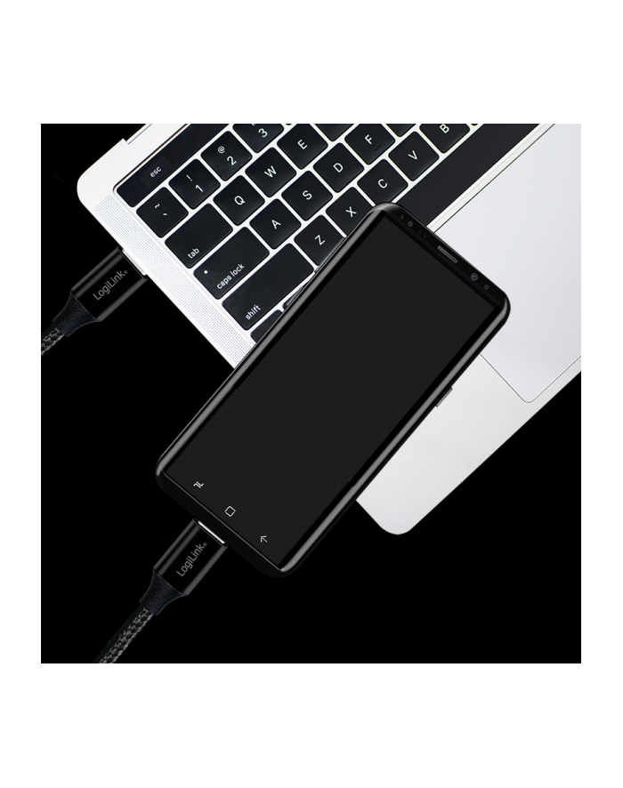 Kabel USB 2.0 LogiLink CU0153 USB-C - USB-C, M/M, czarny, 0,3m główny