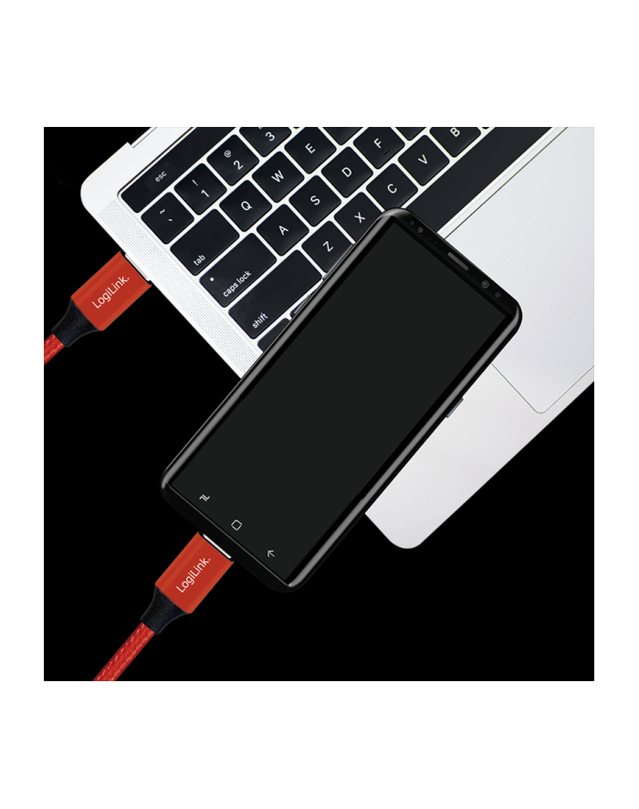 Kabel USB 2.0 LogiLink CU0155 USB-C - USB-C, M/M, czerwony, 0,3m główny