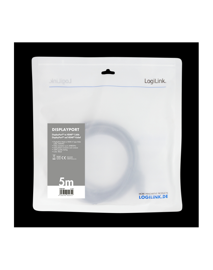 Kabel adapter LogiLink CV0127 DisplayPort 1.2 - HDMI 1.4, 2m główny