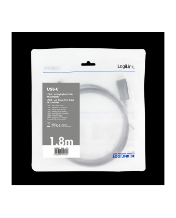 Kabel adapter LogiLink UA0335 USB-C - DisplyPort 1.2, czarny 1,8m