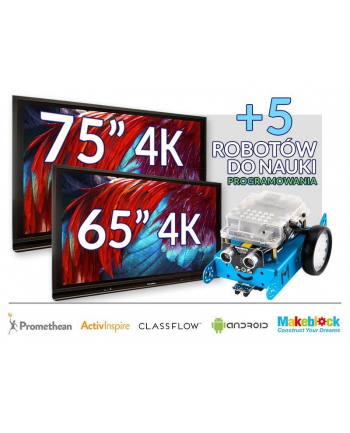 Zestaw interaktywny (Wariant 4) 1x Monitor Interaktywny Promethean 65” 4K + 1x Monitor Interaktywny Promethean 75” 4K (+5 robotów)