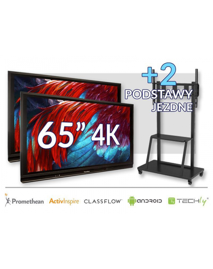 Zestaw interaktywny (Wariant 9) 2x Monitor Interaktywny Promethean 65” 4K + dwie podstawy jezdne główny