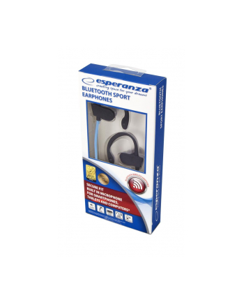 Słuchawki z mikrofonem Esperanza EH188B Douszne Bluetooth Sportowe czarno-niebieski