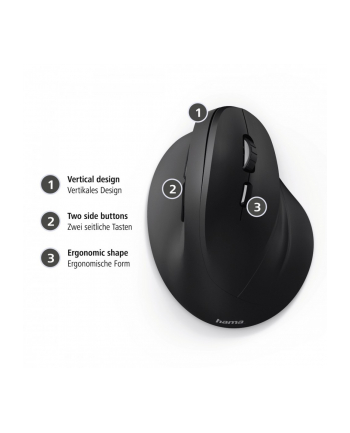 Mysz bezprzewodowa Hama EMW-500 ergonomiczna, czarna