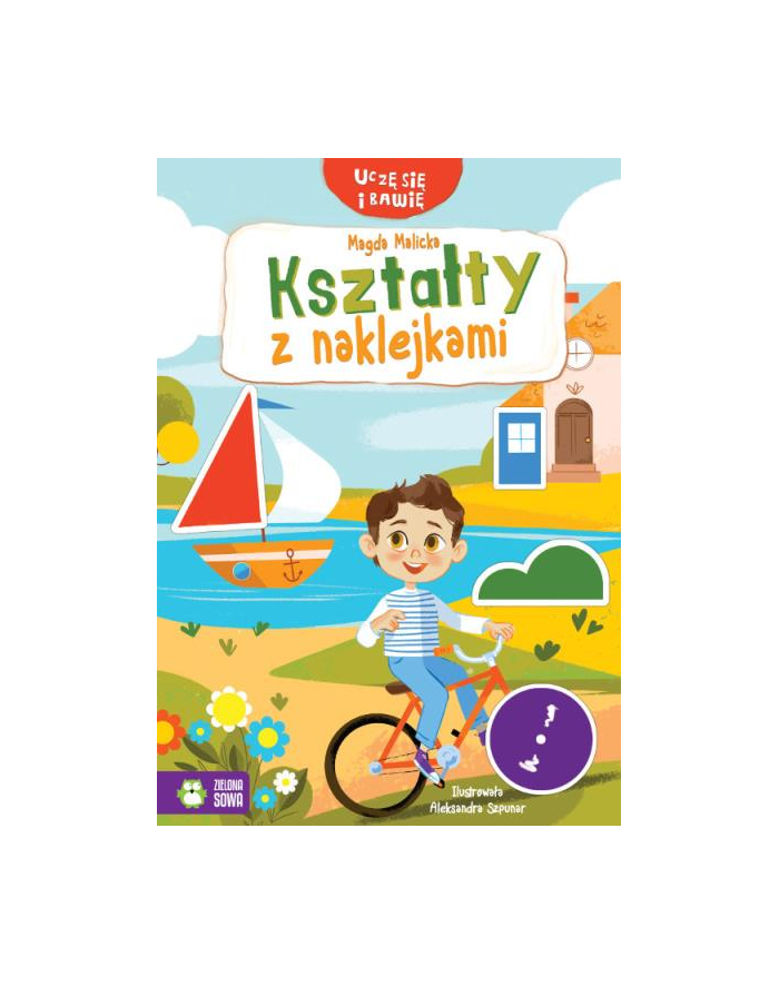 zielona sowa Książka Uczę się i bawię. Kształty z naklejkami główny