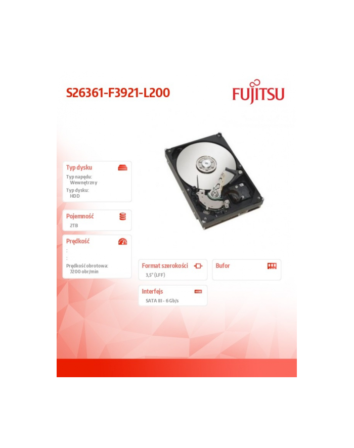 fujitsu Dysk HDD SATA III 2000GB 7.2k S26361-F3921-L200 główny