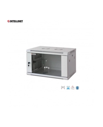 Szafa wisząca, zmontowana Intellinet 6U, 600x450, Rack 19'', szklane drzwi, szara