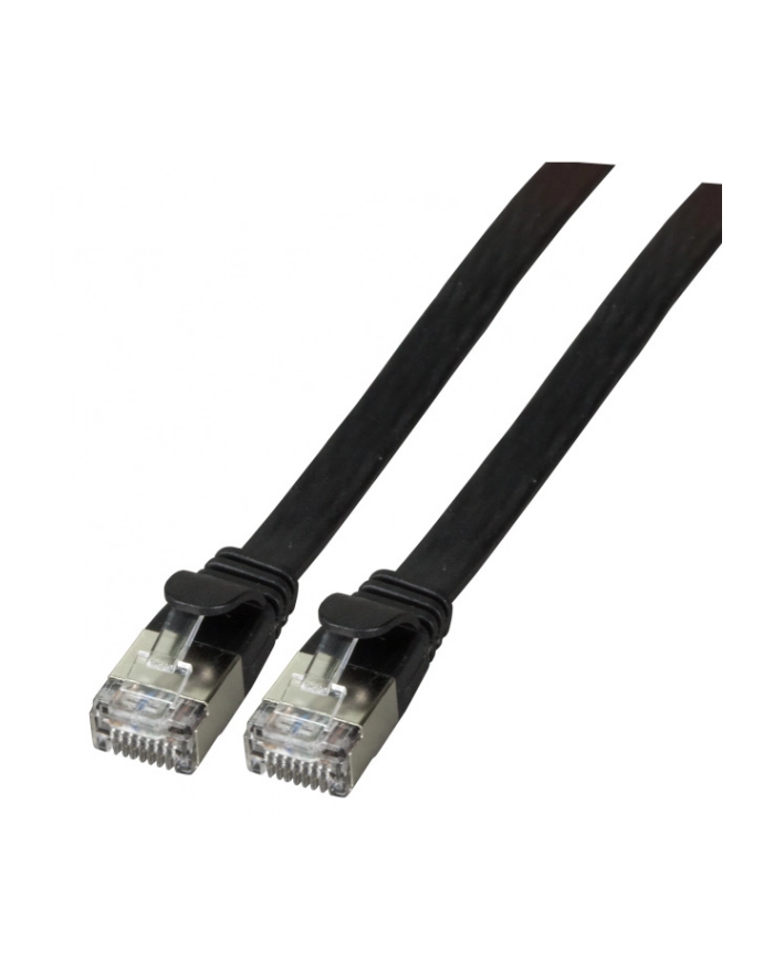 efb elektronik EFB Patch cord PŁASKI FLAT U/FTP, PVC, kat.6A 0.5m, miedź, czarny główny