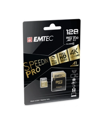 Emtec speedin PRO 128 GB microSDXC, memory card (Class 10, UHS-I (U3), V30)