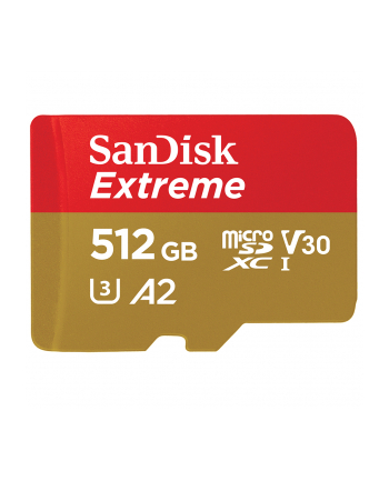 SanDisk Extreme 512 GB microSDXC, memory card(UHS-I U3, C10, V30, A2)