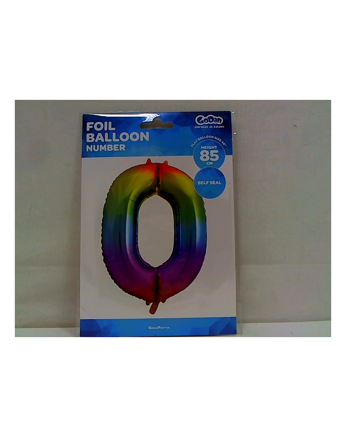 godan Balon foliowy Cyfra0 tęczowy 85cm HS-C34T0 główny