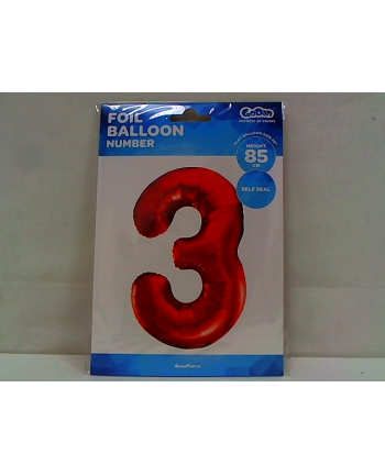 godan Balon foliowy Cyfra3 85cm czerwona BC-HCW3