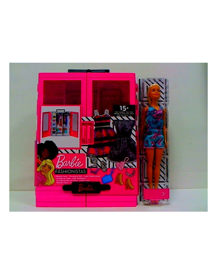 mattel Barbie szafa na ubranka+lalka GBK12 główny
