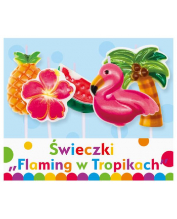 godan Świeczki pikery "Flamingi w tropikach", 5szt