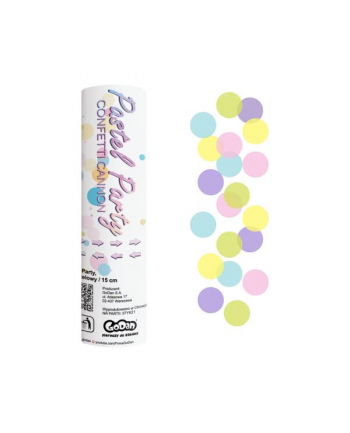 godan Konfetti pneumatyczne Pastel Party, kółeczka papierowe miks pastelowy 15cm
