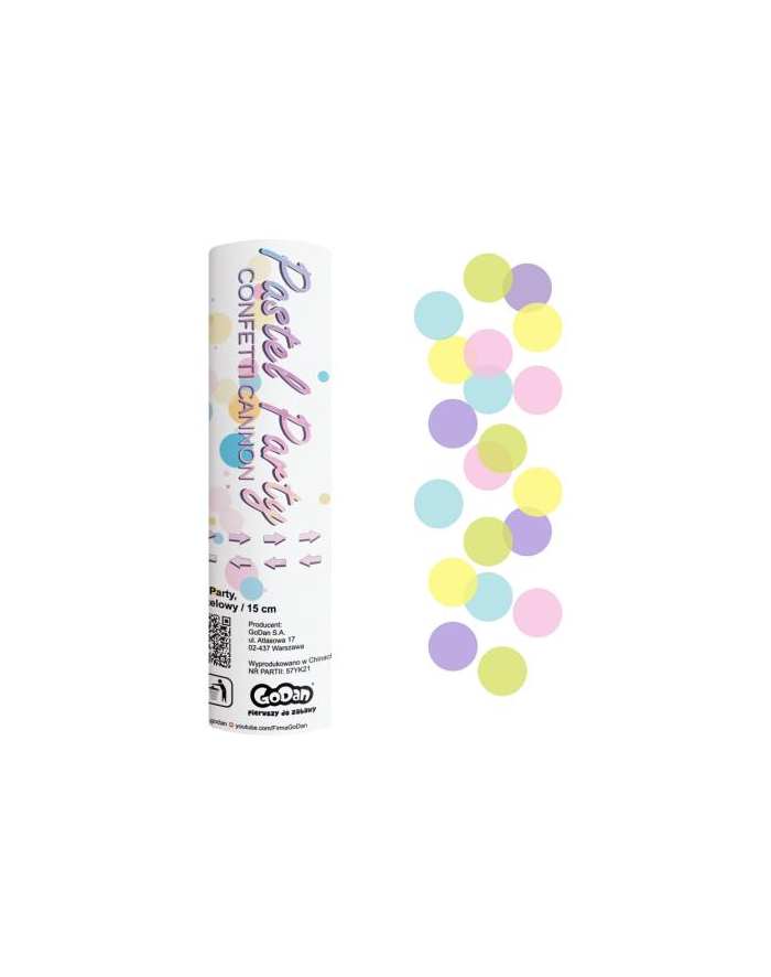 godan Konfetti pneumatyczne Pastel Party, kółeczka papierowe miks pastelowy 15cm główny