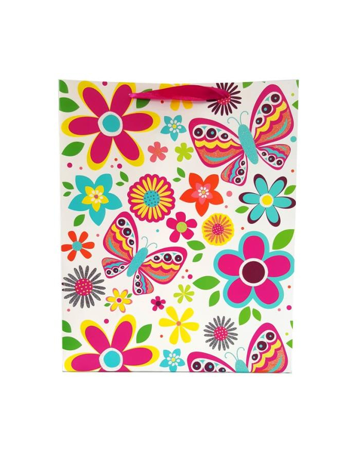 ju-piter Torebka prezentowa kwiaty i motyle 1327B 26x32x12cm p12, cena za 1szt główny