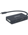 Manhattan Konwerter adapter USB-C 3.1 na HDMI / DVI / VGA  M/F 4K 1080p czarny - nr 23