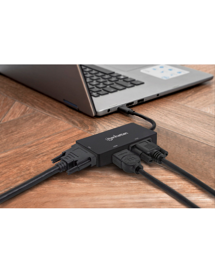 Manhattan Konwerter adapter USB-C 3.1 na HDMI / DVI / VGA  M/F 4K 1080p czarny główny