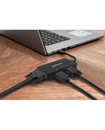 Manhattan Konwerter adapter USB-C 3.1 na HDMI / DVI / VGA  M/F 4K 1080p czarny