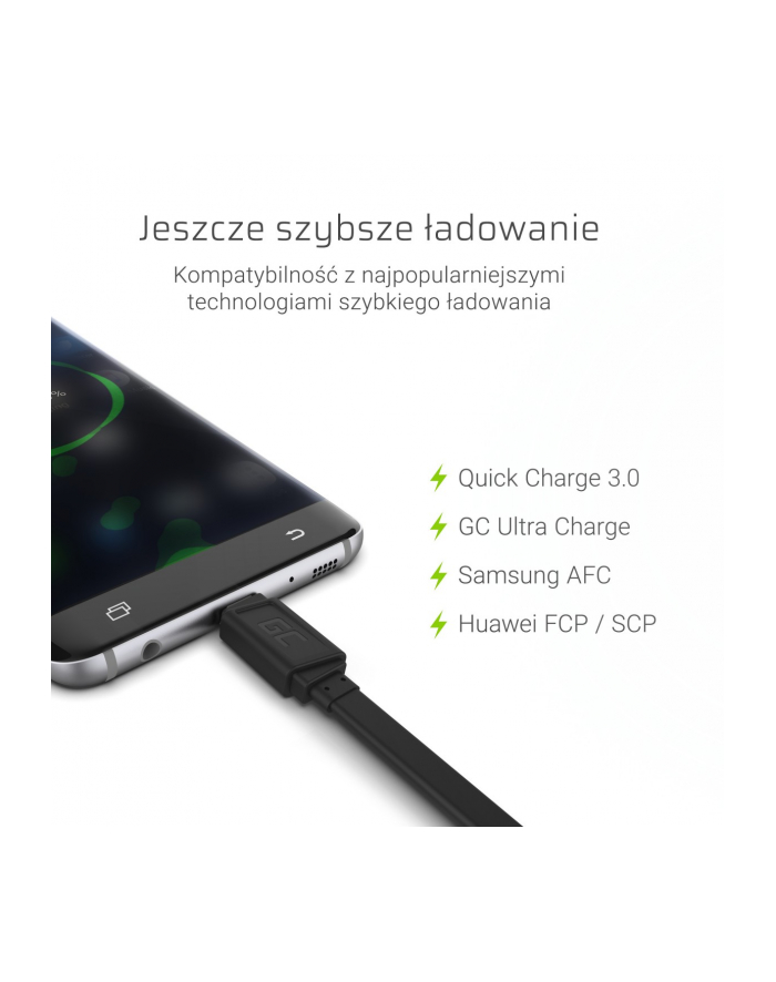 green cell GCmatte USB-C Flat cable 25 cm with fast charging główny