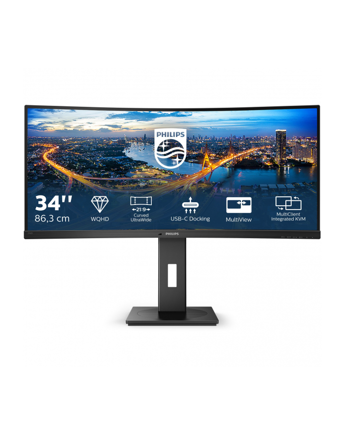 Monitor Philips 346B1C/00 34'' WQHD, VA, DP/HDMI/USB-C, curved, głośniki główny