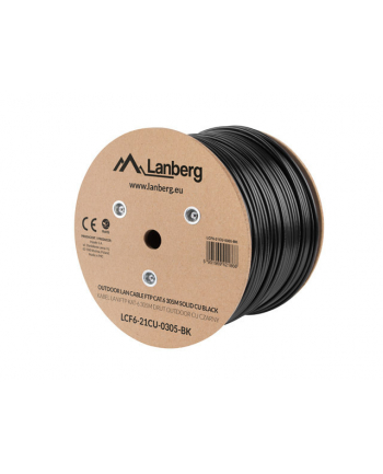 Lanberg kabel instalacyjny FTP, kat. 6, drut OUTDOOR CU, 305m, czarny