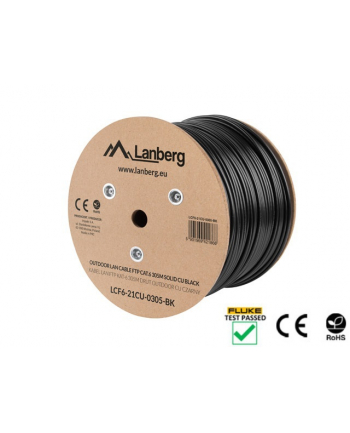 Lanberg kabel instalacyjny FTP, kat. 6, drut OUTDOOR CU, 305m, czarny
