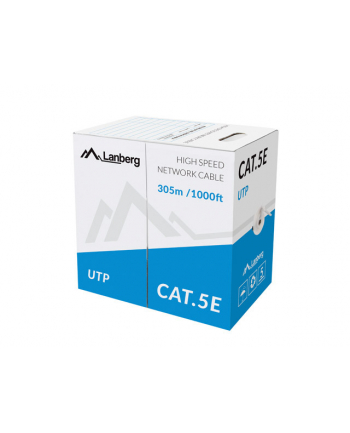 Lanberg kabel instalacyjny UTP, kat. 5e, drut CU, 305m, szary