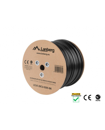 Lanberg kabel instalacyjny UTP, kat. 5e, drut OUTDOOR CU, 305m, czarny
