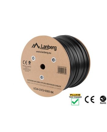 Lanberg kabel instalacyjny UTP, kat. 6, drut OUTDOOR CU, 305m, czarny