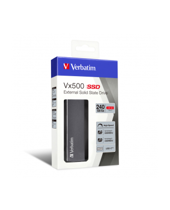 Verbatim VX500 240 GB Solid State Drive (gray, USB 3.2 C (10 Gbit / s))
