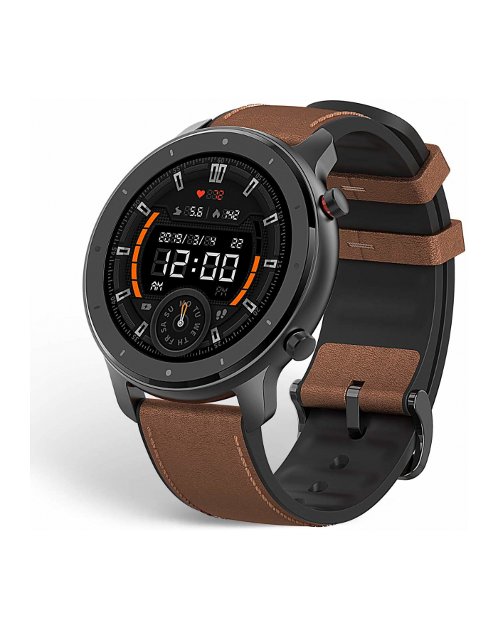 Xiaomi Huami Amazfit GTR, SmartWatch (black, brown leather strap) główny