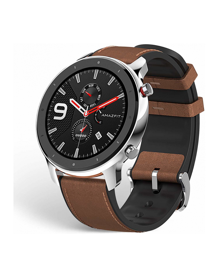 Xiaomi Huami Amazfit GTR, fitness Tracker (silver, brown leather strap) główny