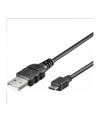 OCU0057-100 USB connection cable, USB A - Micro USB B, 1m, CU, AWG28, 2x shielded, M/M, UL, black