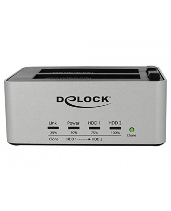 DeLOCK USB 3 DS f. 2xSata w. Clone radio. - with clone function in metal case