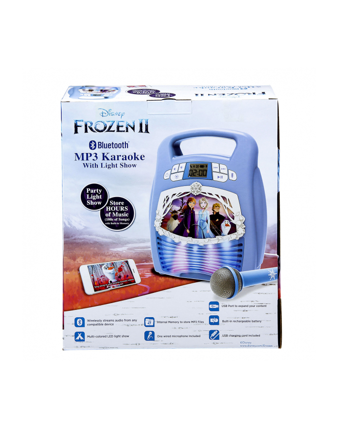 ekids Zestaw do karaoke z mikrofonem, MP3, Bluetooth + efekty świetlne Kraina Lodu 2 główny