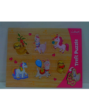 Puzzle ramkowe układanki kształtowe - Jednorożec, lamy i leniwce  31311 Trefl nr 1