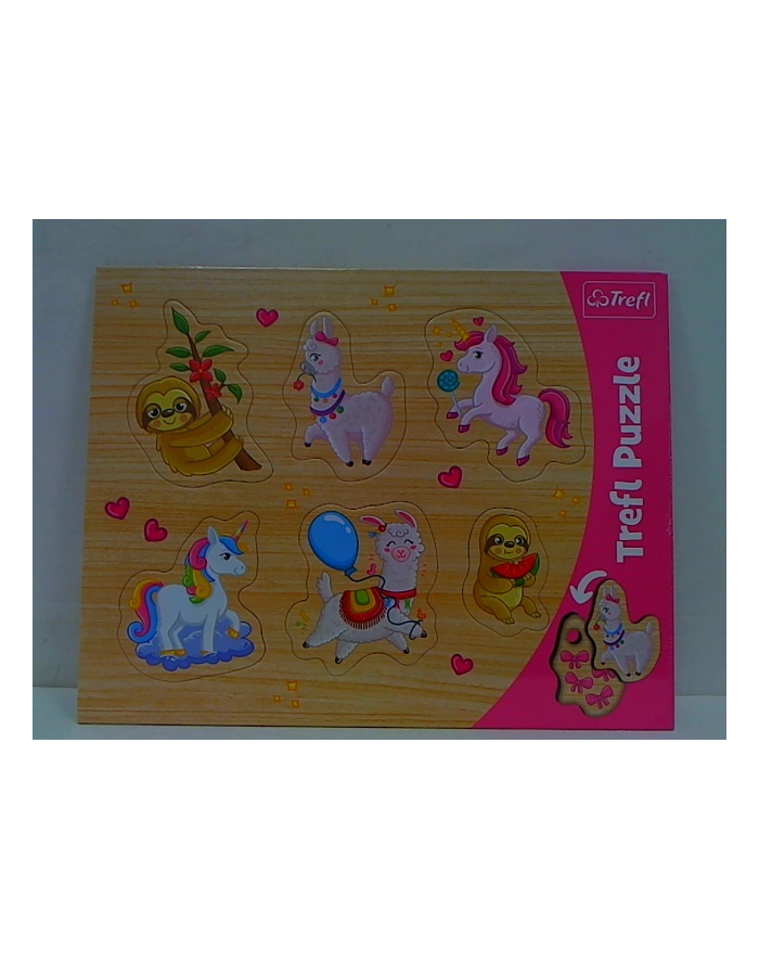 Puzzle ramkowe układanki kształtowe - Jednorożec, lamy i leniwce  31311 Trefl główny