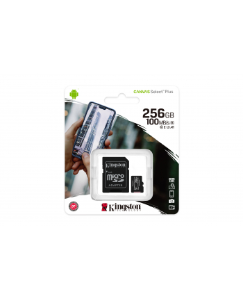 kingston Karta pamięci microSD 256GB Canvas Select Plus 100/85MB/s Adapter