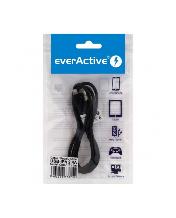 Kabel zasilający everActive CBB-1IB (USB - Lightning ; 1m; kolor czarny)
