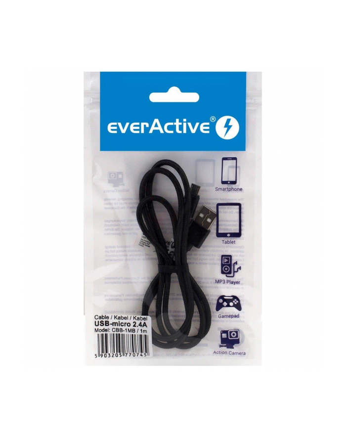 Kabel zasilający everActive CBB-1MB (USB - Micro USB ; 1m; kolor czarny) główny