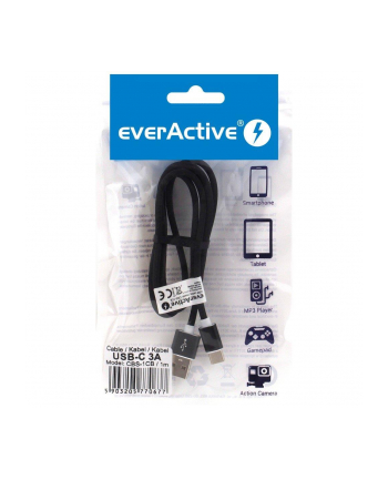 Kabel zasilający everActive CBS-1CB (USB - USB typu C ; 1m; kolor czarny)