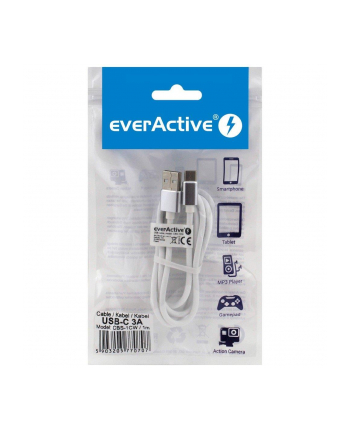 Kabel zasilający everActive CBS-1CW (USB - USB typu C ; 1m; kolor biały)