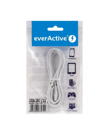Kabel zasilający everActive CBS-1IW (USB - Lightning ; 1m; kolor biały)