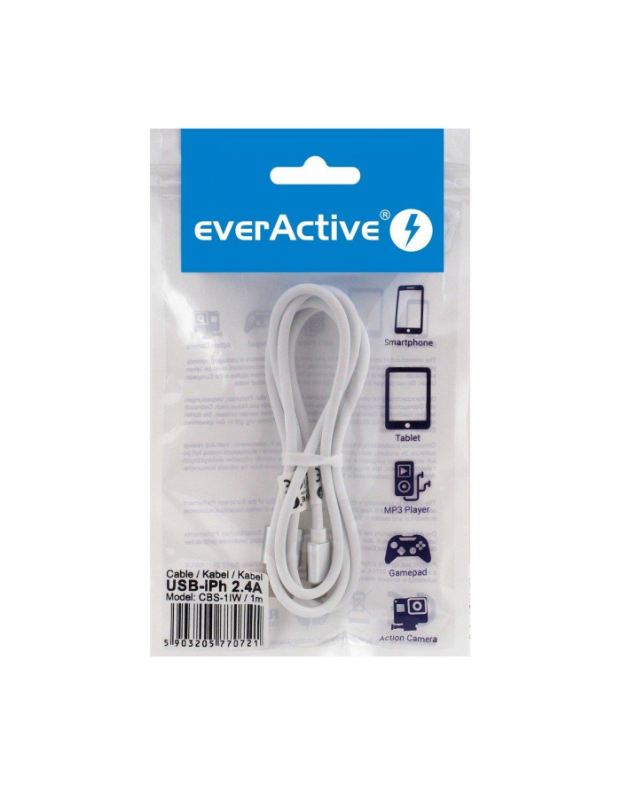 Kabel zasilający everActive CBS-1IW (USB - Lightning ; 1m; kolor biały) główny
