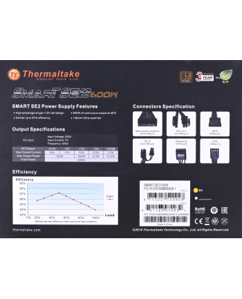 Zasilacz Thermaltake Smart SE2 600W PS-SPS-0600MNSAWE-1 (600 W; Aktywne; 120 mm)