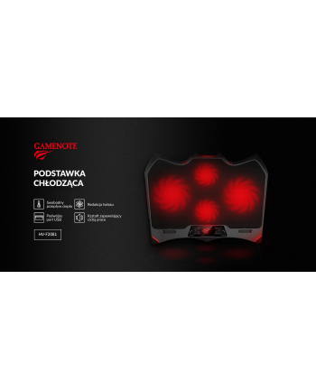Podstawka chłodząca pod laptop HAVIT F2081 (16 - 17x cali; 4 wentylatory; HUB)